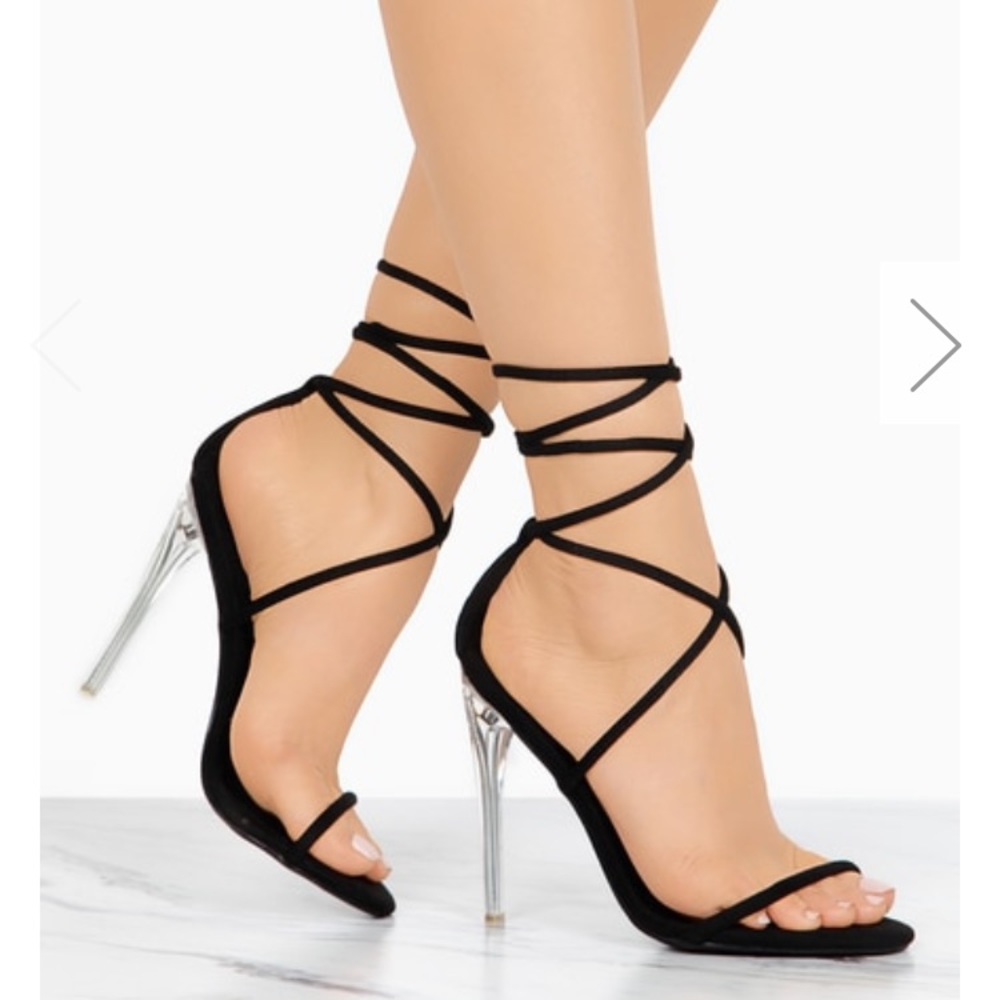 Black strappy heels